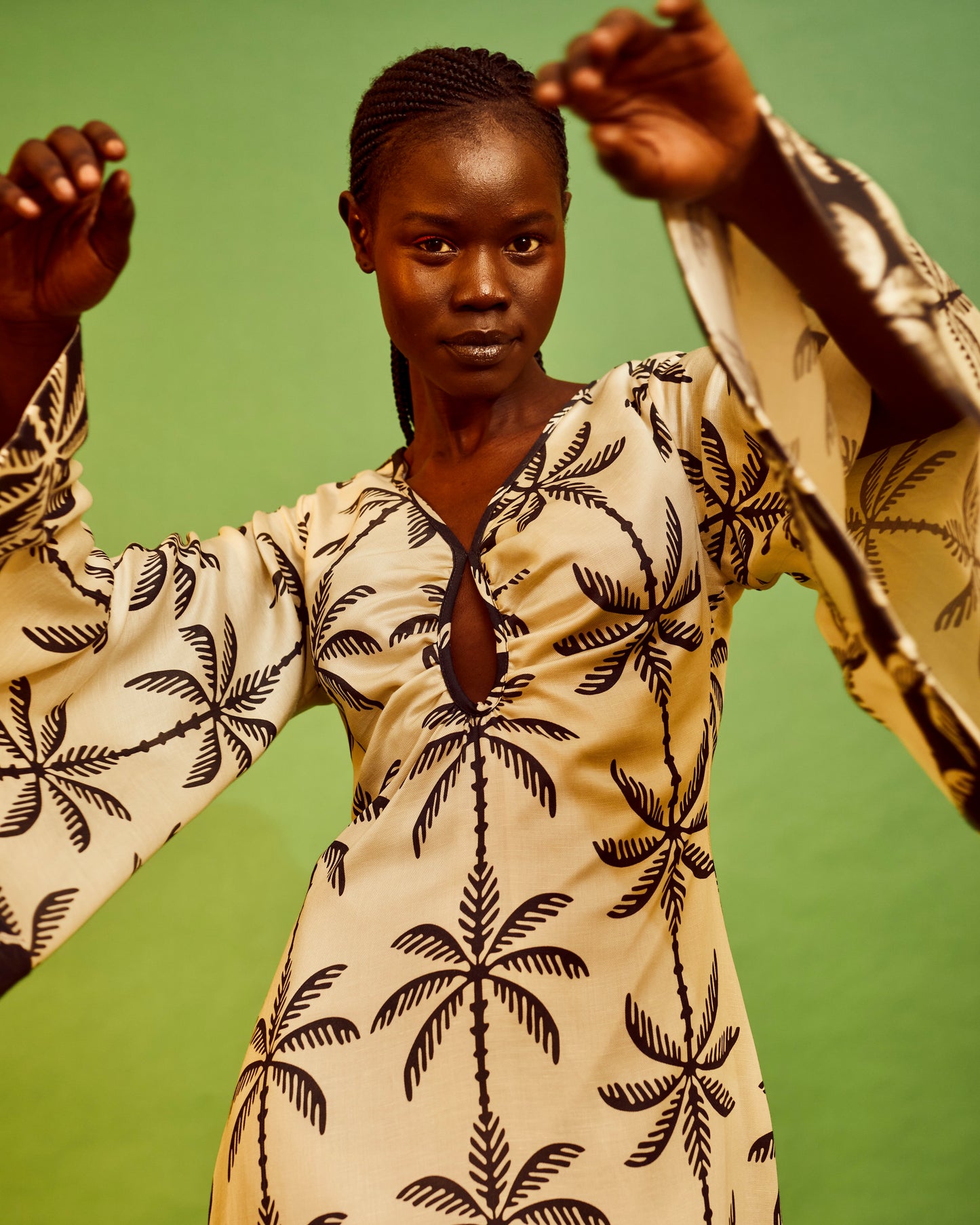 Abena Midi Dress | Black White Tropical