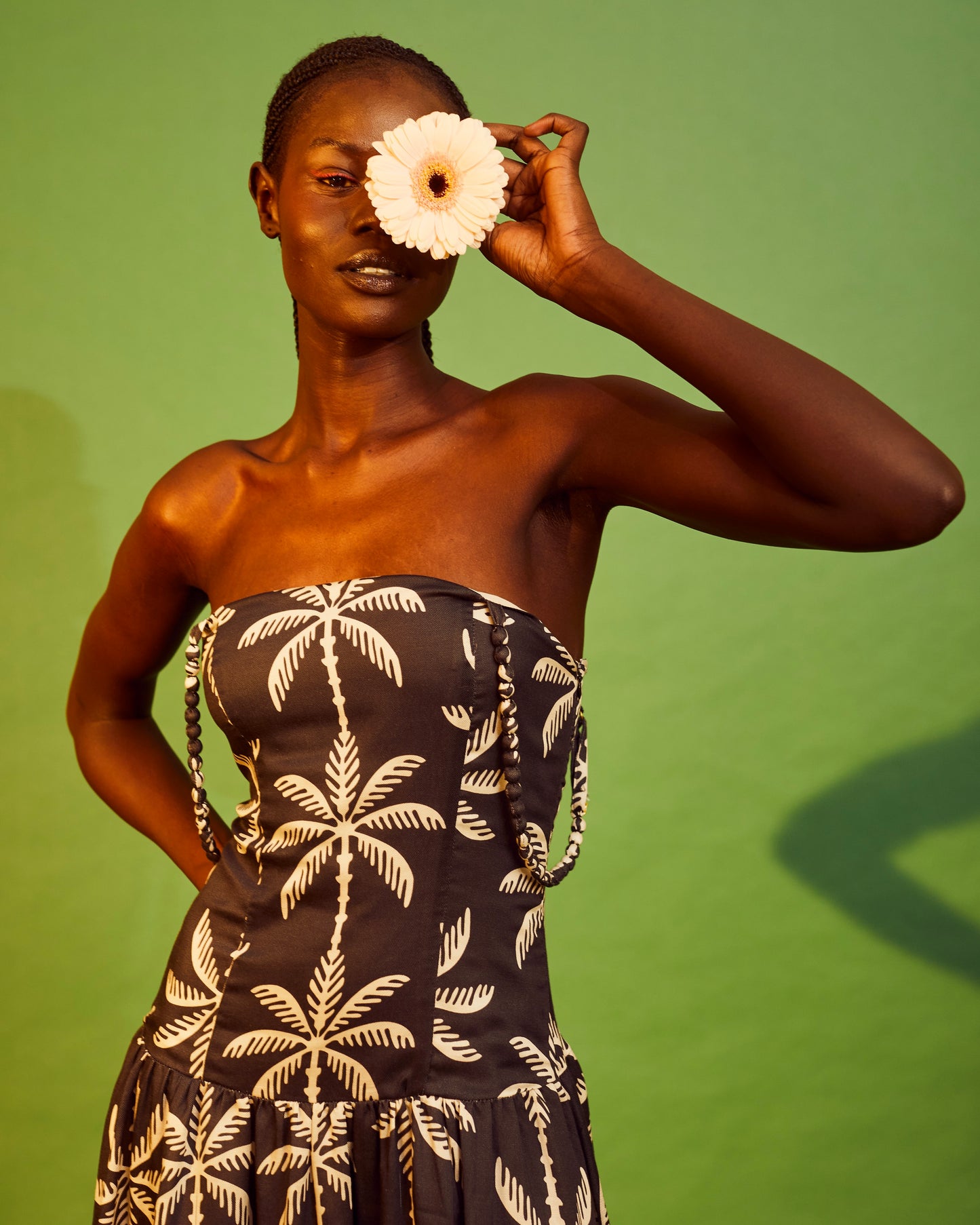 Abena Maxi Dress | Black White Tropical