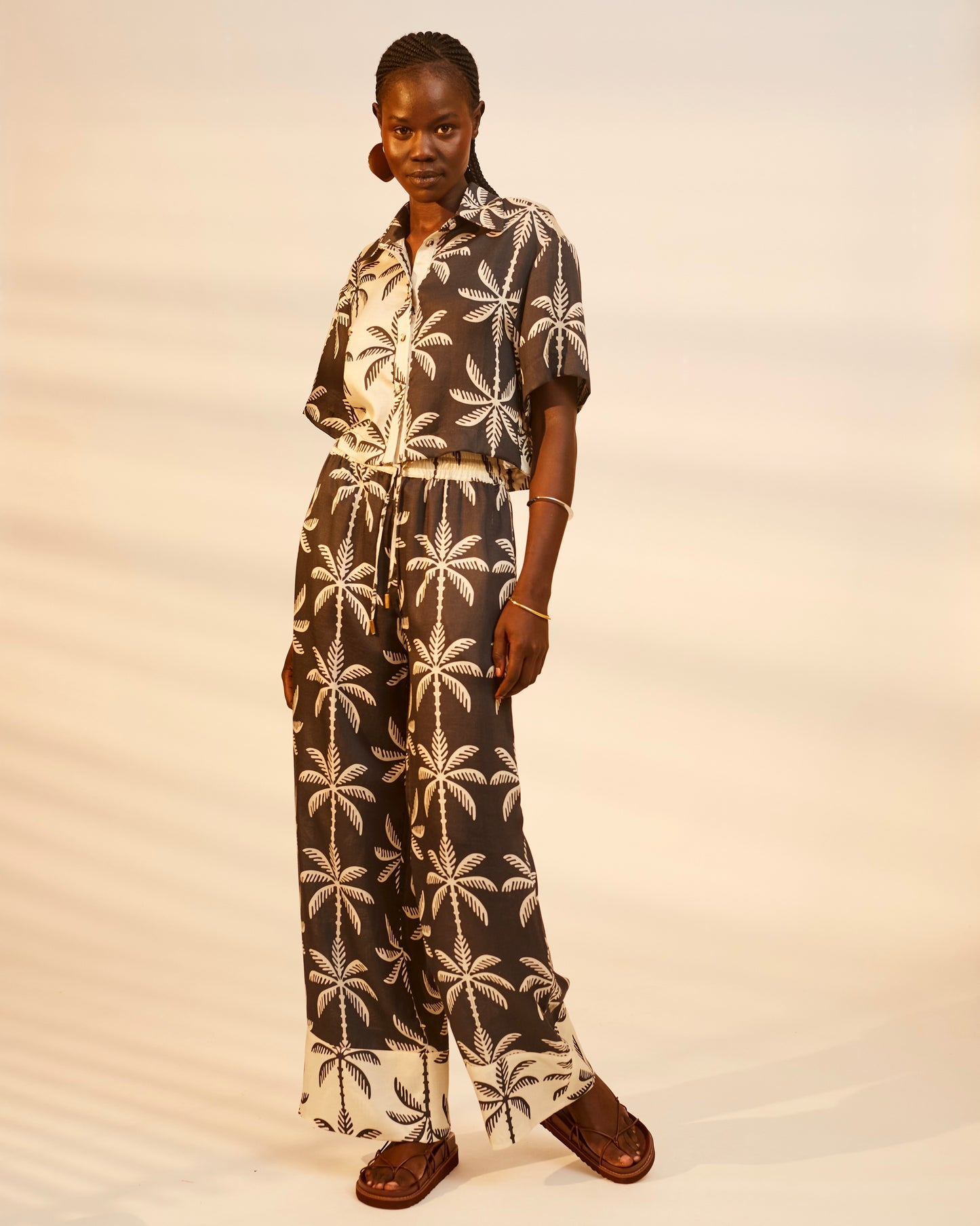 Abena Pant | Black White Tropical