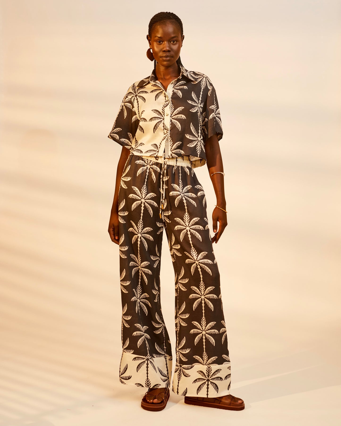 Abena Pant | Black White Tropical