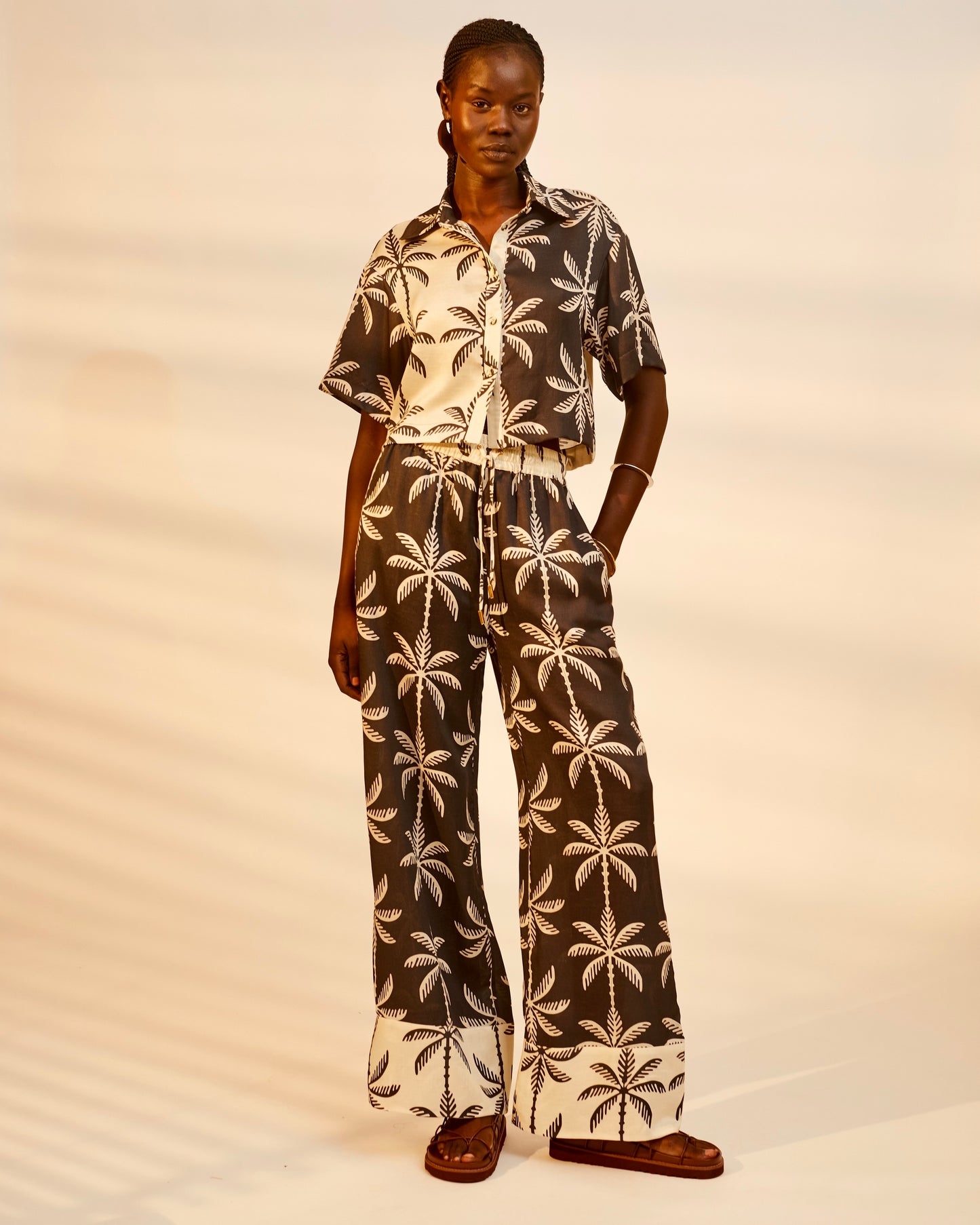 Abena Pant | Black White Tropical