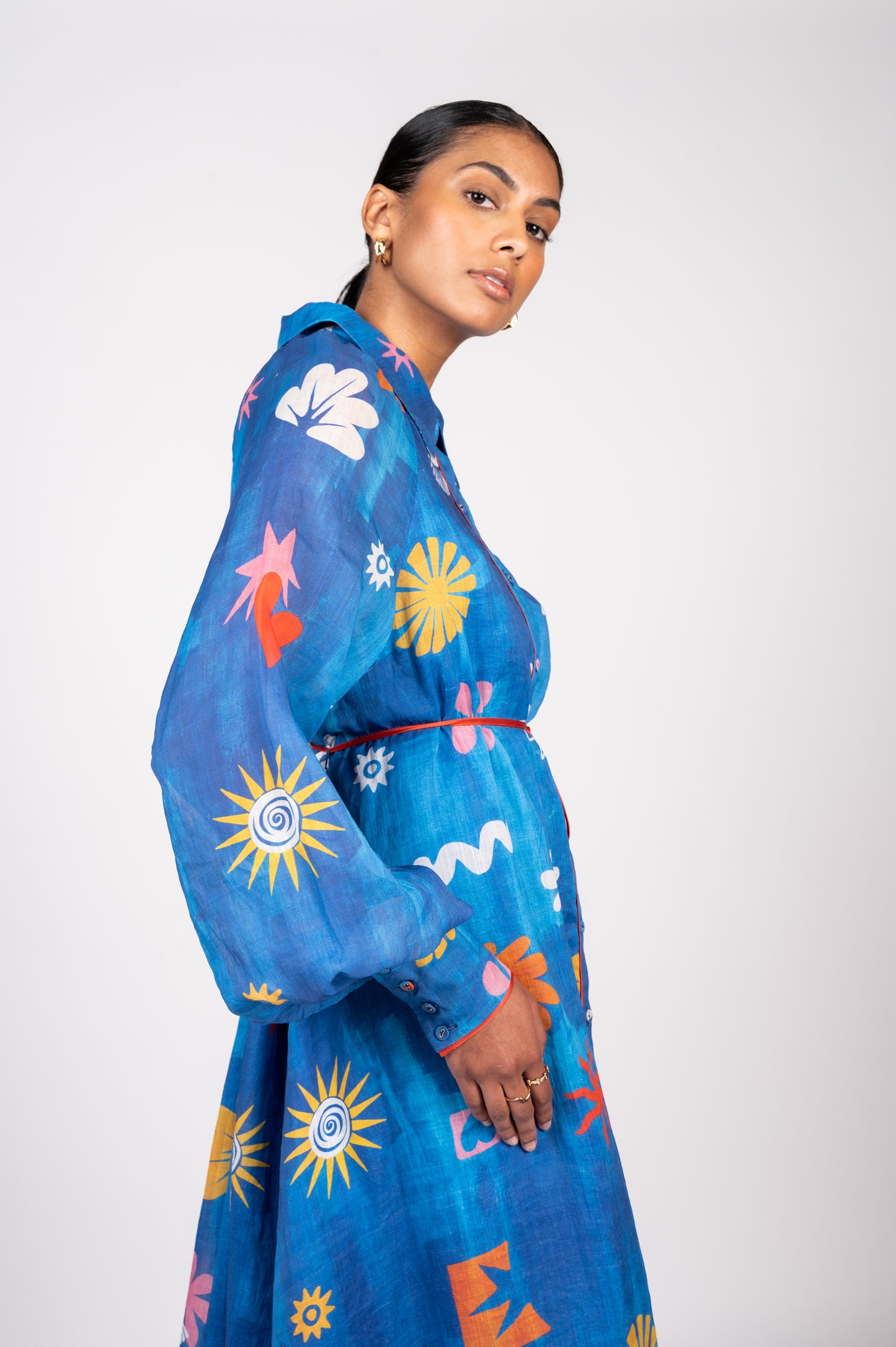 Ria Midi Shirt Dress | Celestial Blue