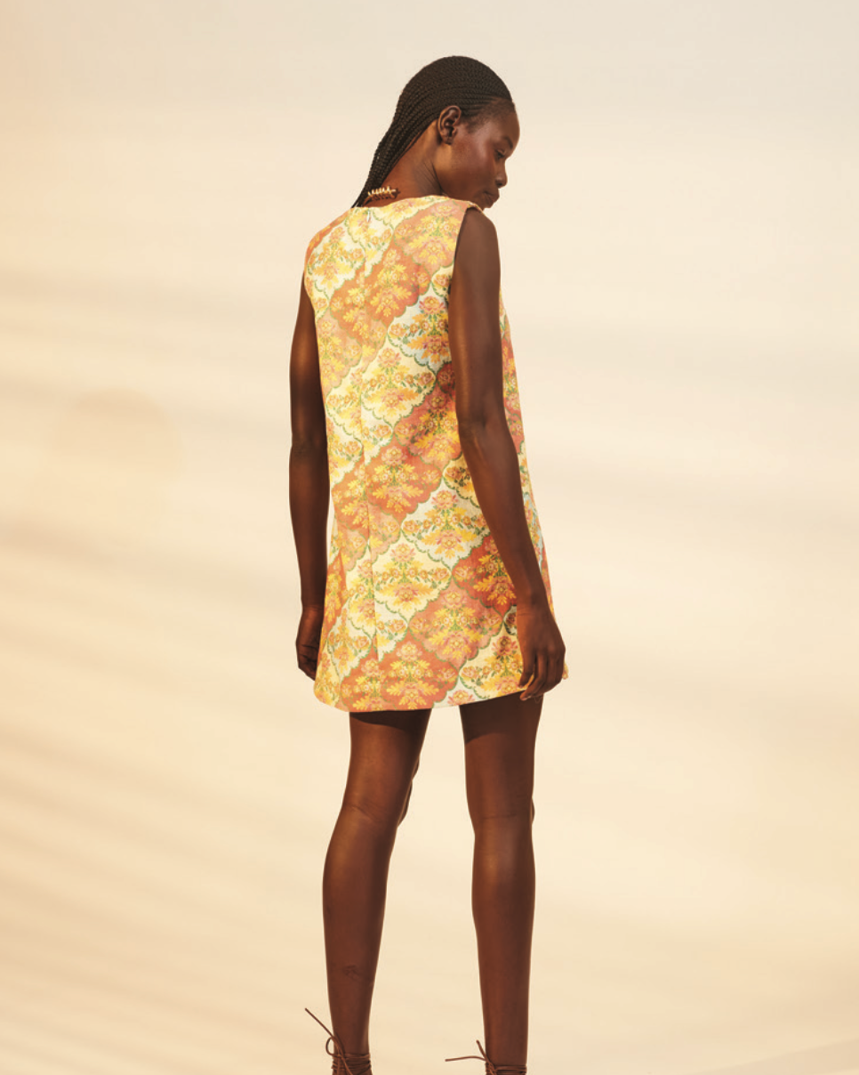 Kataya A-Line Mini Dress | Tablecloth Print