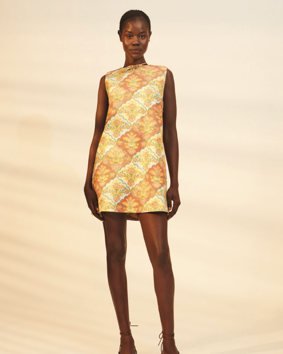 Kataya A-Line Mini Dress | Tablecloth Print