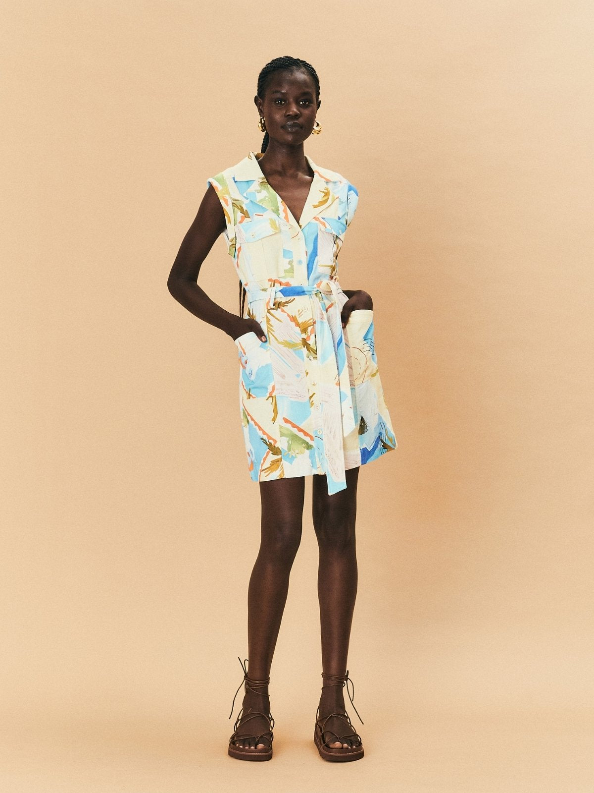 ELORA MINI DRESS - POSTCARD PRINT