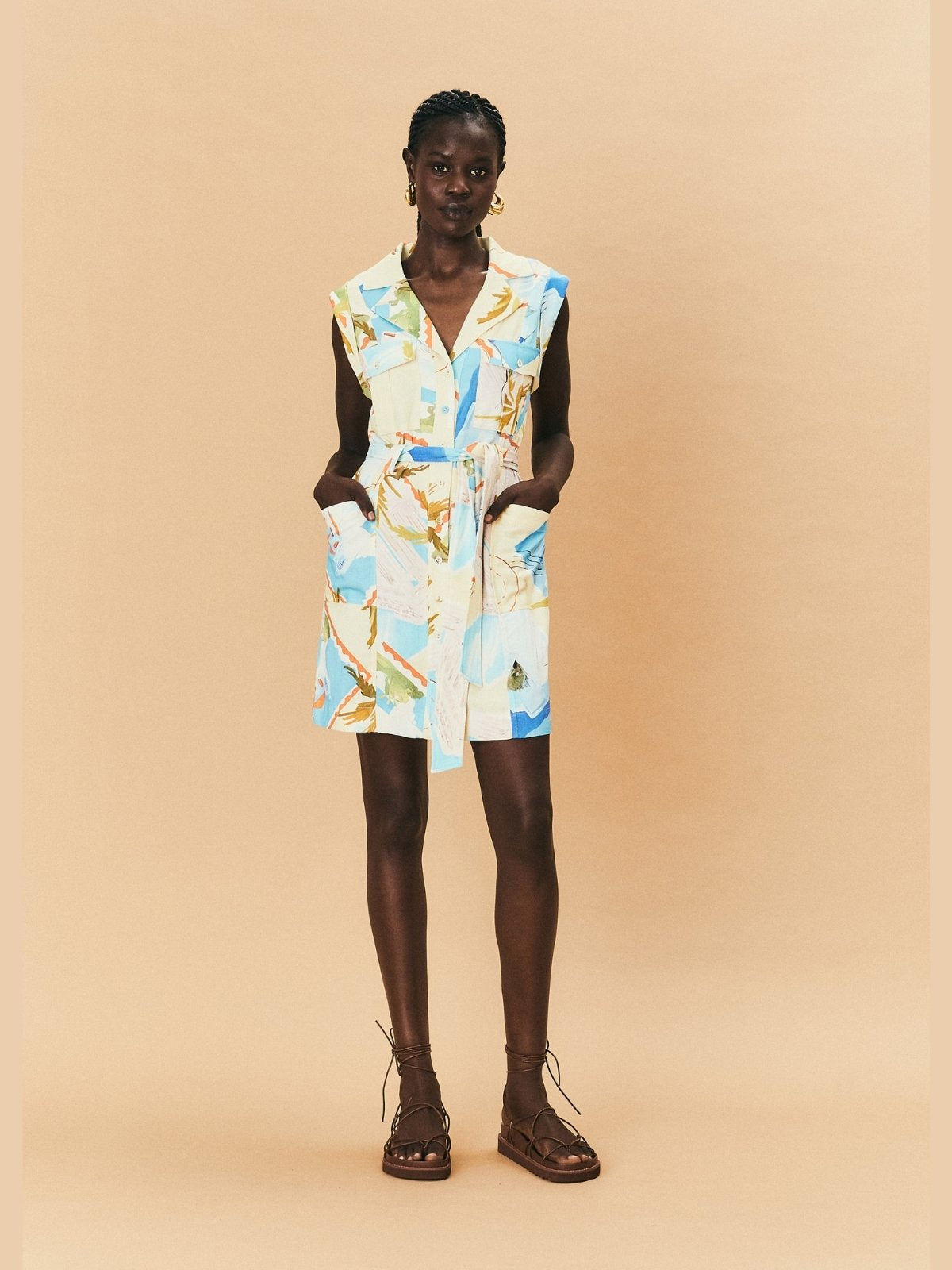 ELORA MINI DRESS - POSTCARD PRINT