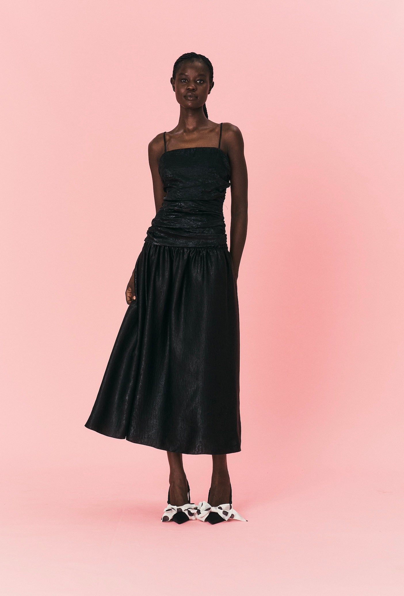 Elandra Midi Dress | Black Metallic