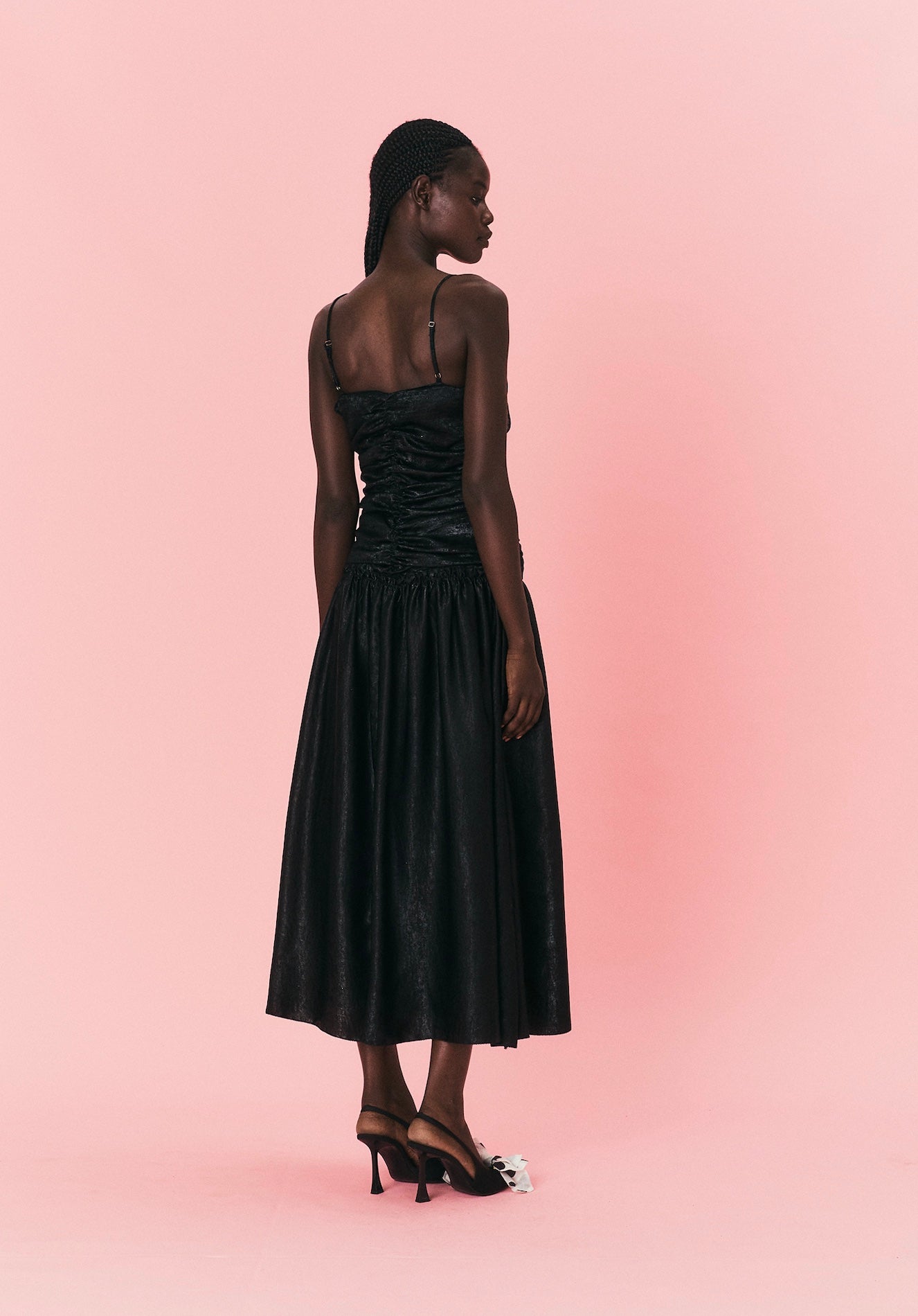 Elandra Midi Dress | Black Metallic