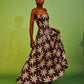 Abena Maxi Dress | Black White Tropical