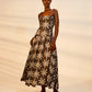 Abena Maxi Dress | Black White Tropical