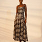 Abena Maxi Dress | Black White Tropical