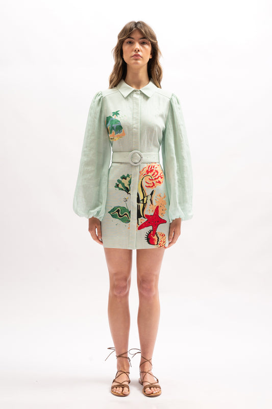 Lille Mini Shirt Dress | Reef Print