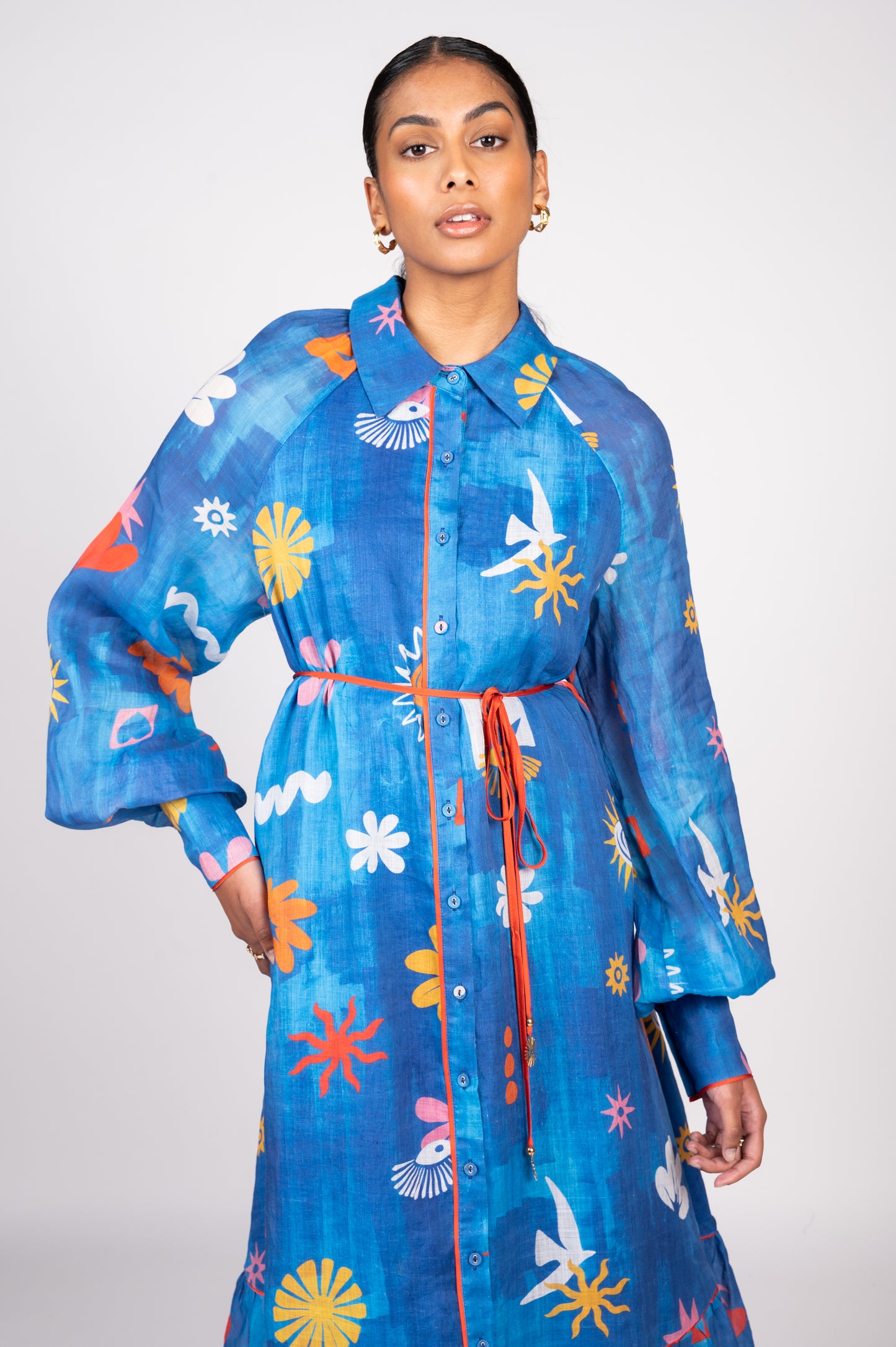 Ria Midi Shirt Dress | Celestial Blue