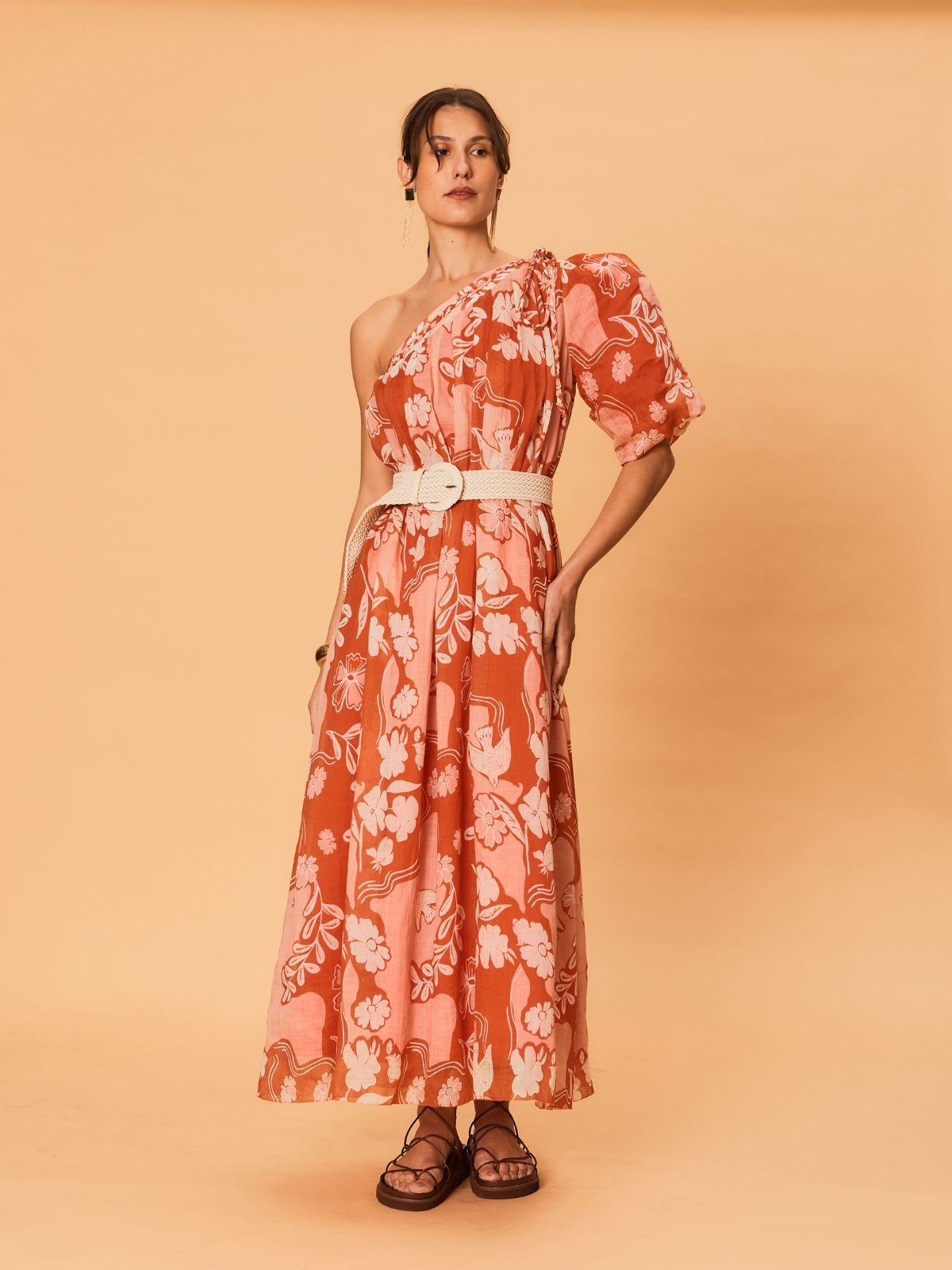 Akira One Shoulder Dress - Bird Floral